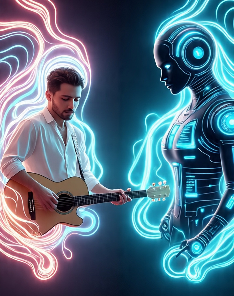 side_by_side_comparison_human_musician_vs_ai_creating