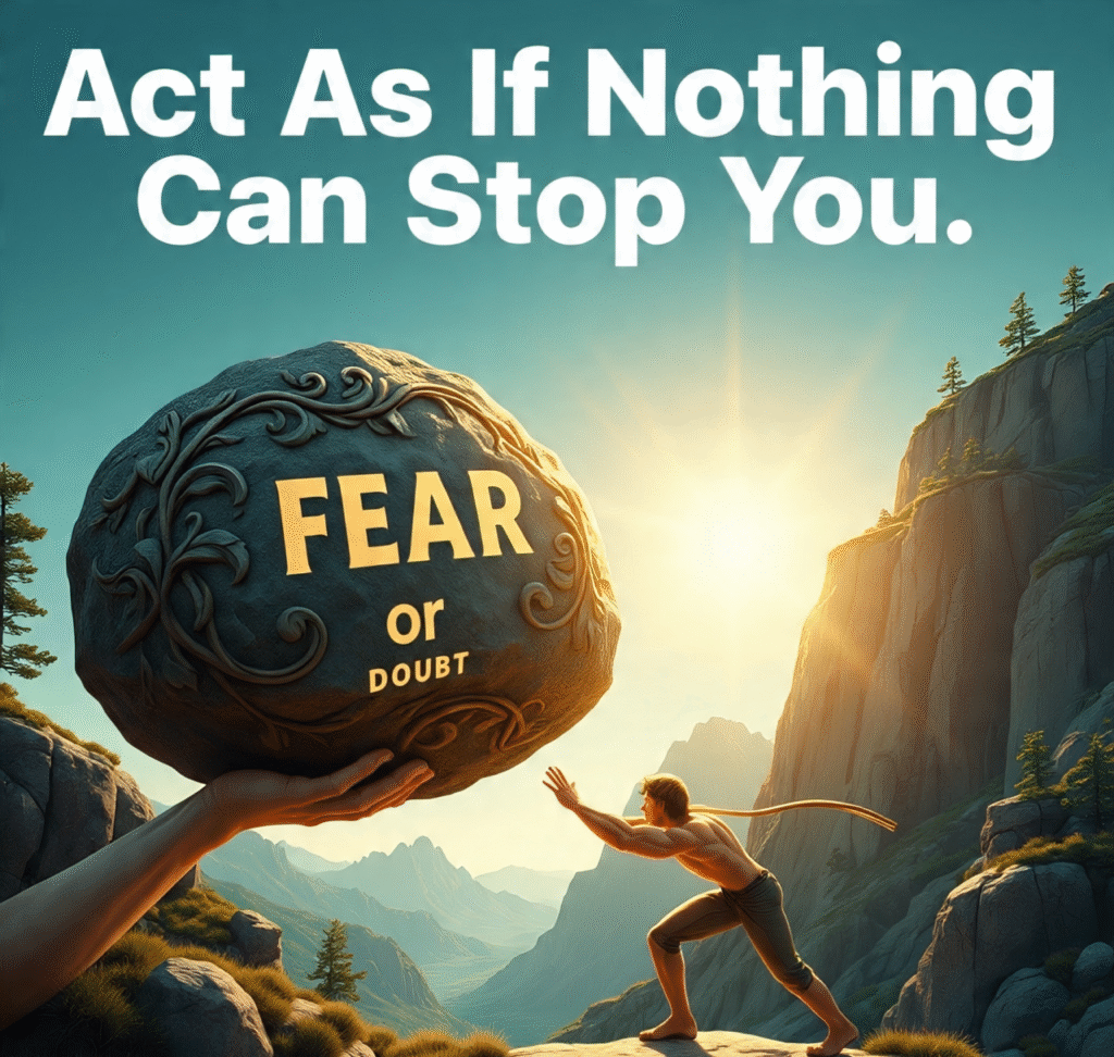 a_hand_pushing_a_giant_heavy_boulder