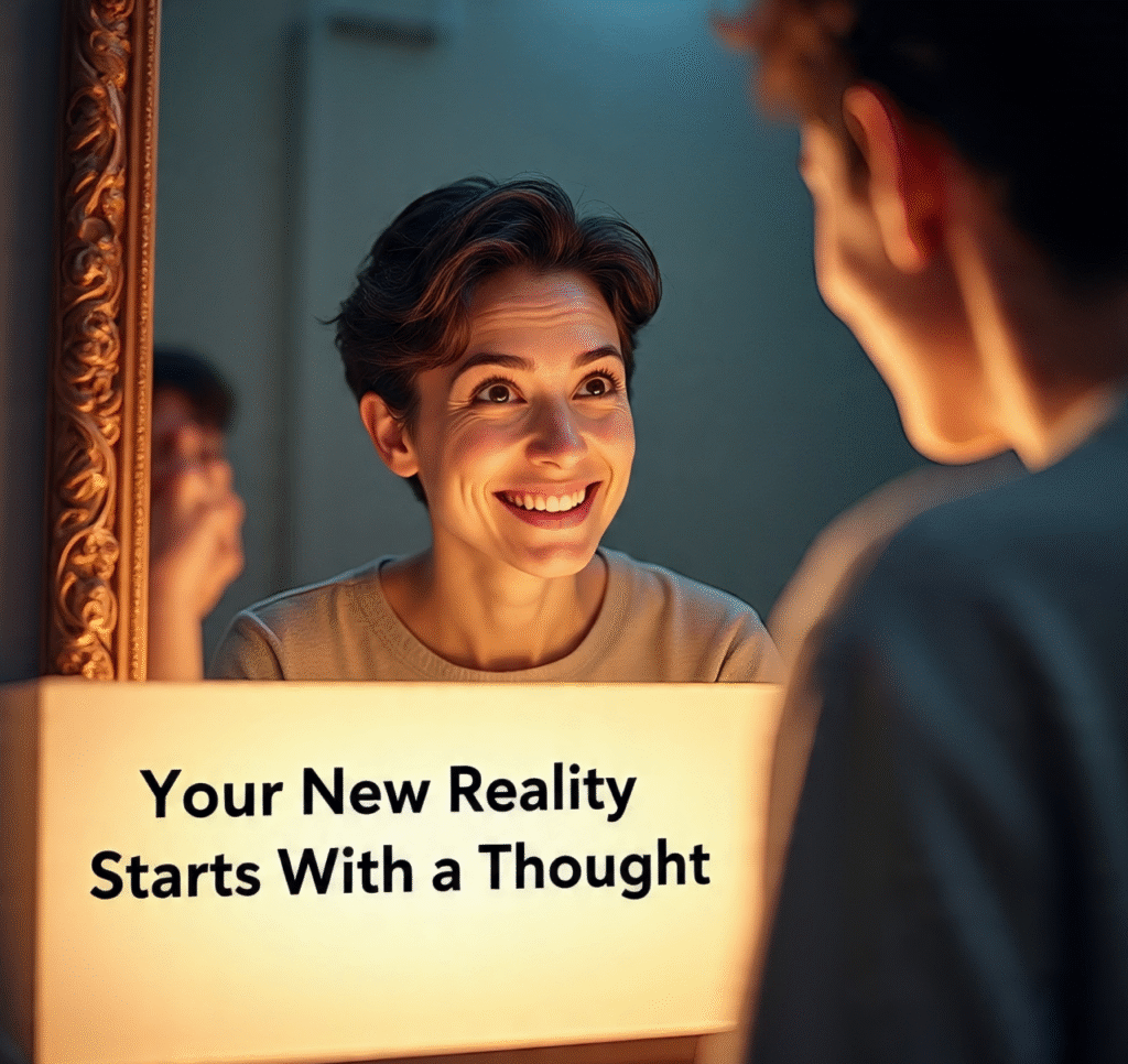 a_person_looking_at_their_reflection_in