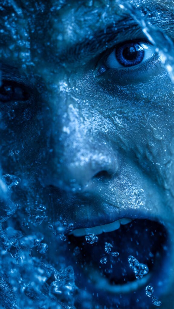person splashing ice-cold water on their face