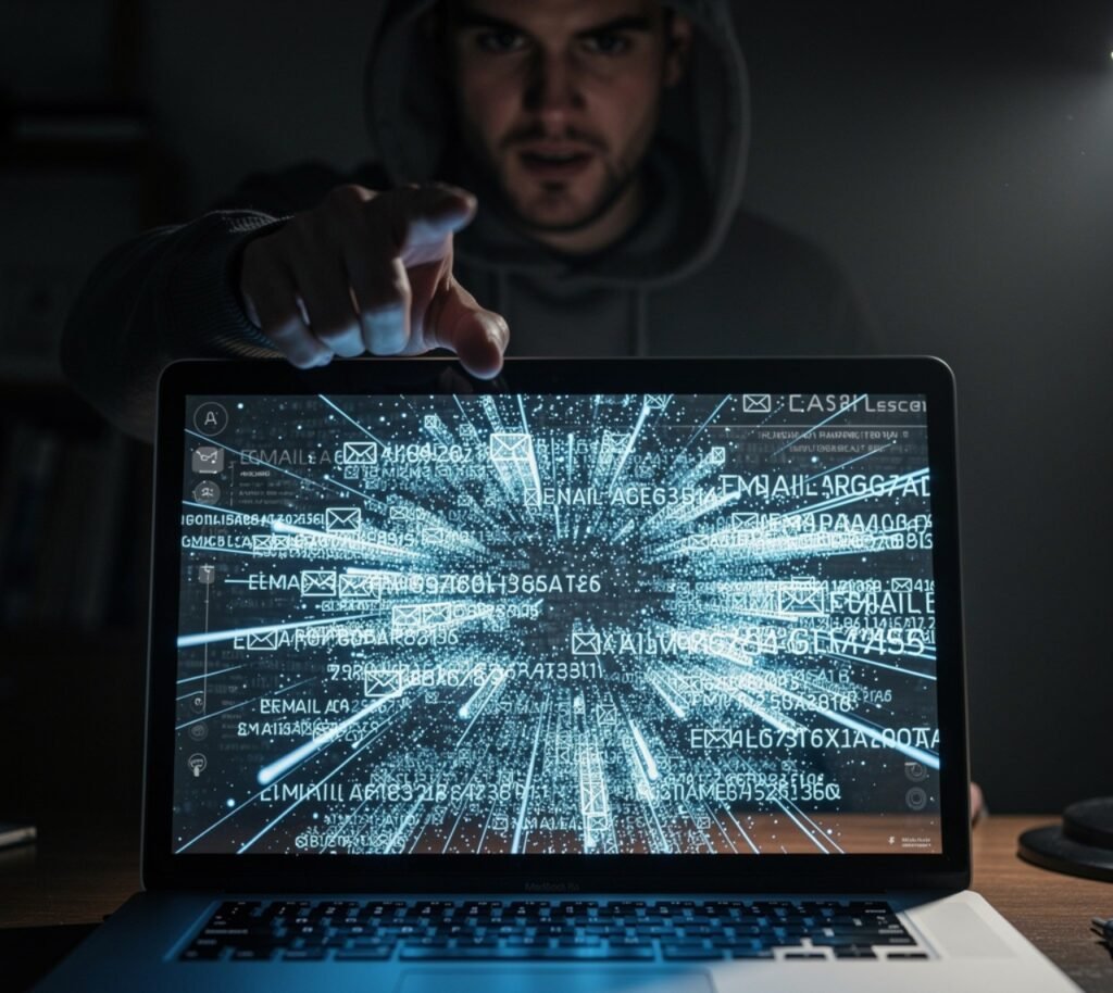 laptop screen showing a dashboard with thousands of email