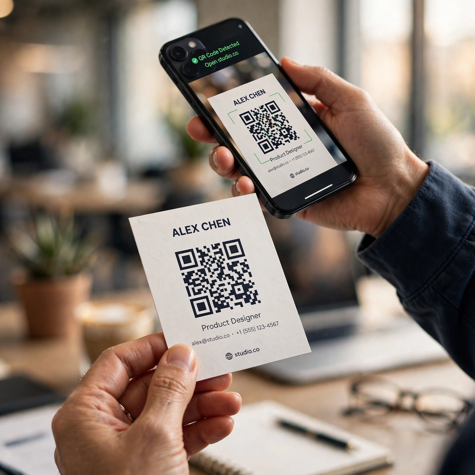a smartphone scanning it