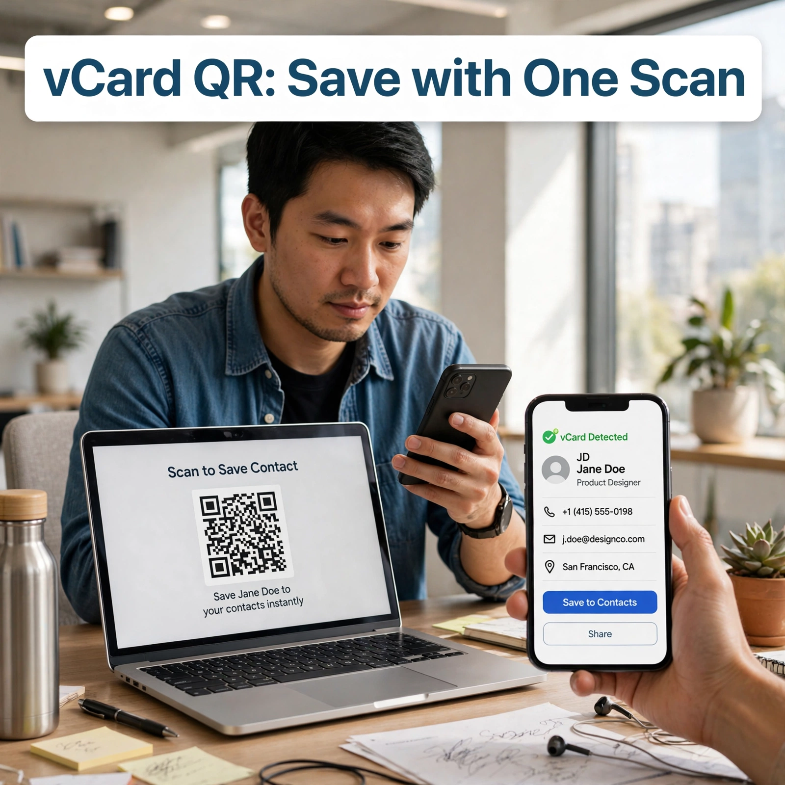vCard QR Save with One Scan